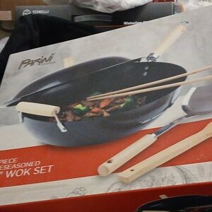 14" wok set.  5 piece.  Preseasoned. New in box!